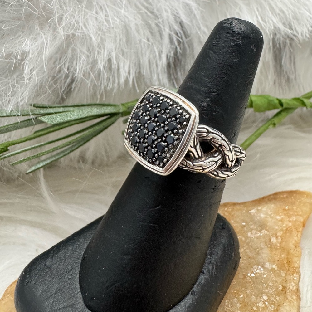 John Hardy .925 Black Gemstone Classic Woven Chain Ring Sz 7 - Picture 4 of 10